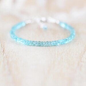 Apatite Faceted Rondelle Gemstone Beads Self -Confidence Bracelets 6-8"